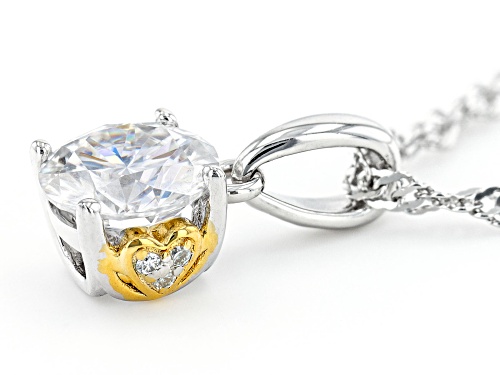 MOISSANITE FIRE(R) 1.26CTW DEW ROUND PLATINEVE(R) TWO TONE PENDANT & CHAIN