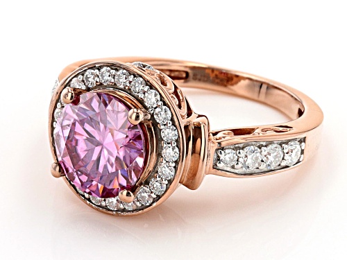 MOISSANITE FIRE(R) & PINK MOISSANITE  3.48CTW DEW 14K ROSE GOLD OVER SILVER RING - Size 9
