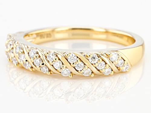 MOISSANITE FIRE(R) .24CTW DEW ROUND 14K YELLOW GOLD OVER STERLING SILVER RING - Size 10