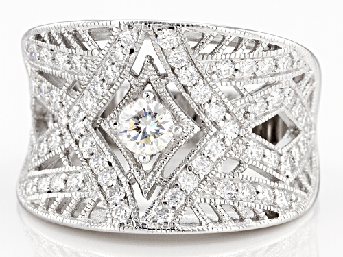 MOISSANITE FIRE(R) .83CTW DEW ROUND PLATINEVE(R) COCKTAIL RING - Size 6