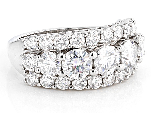 MOISSANITE FIRE(R) 3.36CTW DEW ROUND  PLATINEVE(R) RING - Size 6