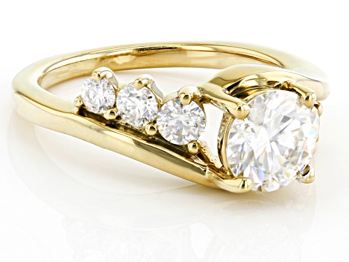 MOISSANITE FIRE(R) 1.78CTW DEW ROUND 14K YELLOW GOLD OVER SILVER RING - Size 6