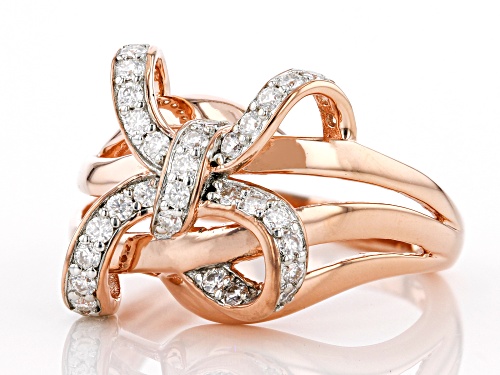 MOISSANITE FIRE(R) .78CTW DEW ROUND 14K ROSE GOLD OVER SILVER RING - Size 6