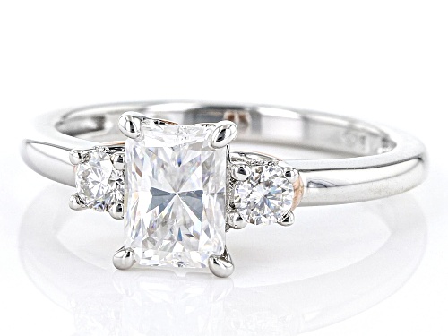 MOISSANITE FIRE(R) 1.40CTW DEW OCTAGONAL RADIANT & ROUND PLATINEVE(R) TWO TONE RING - Size 9