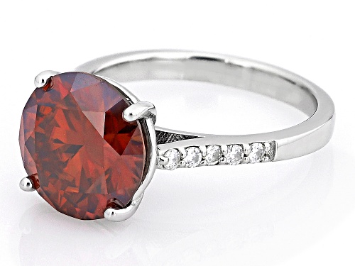 MOISSANITE FIRE(R) & RED MOISSANITE 4.95CTW DEW ROUND PLATINEVE(R) RING - Size 7