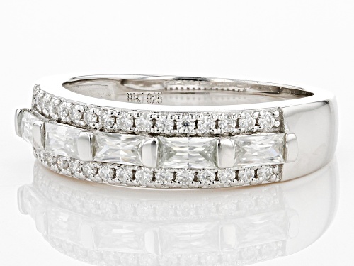 MOISSANITE FIRE(R) .75CTW DEW BAGUETTE & ROUND PLATINEVE(R) RING - Size 6