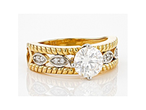 MOISSANITE FIRE(R) 1.28CTW DEW ROUND 14K YELLOW GOLD OVER SILVER RING - Size 8