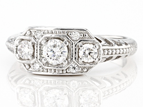 MOISSANITE FIRE(R) .47CTW DEW ROUND PLATINEVE(R) RING - Size 5