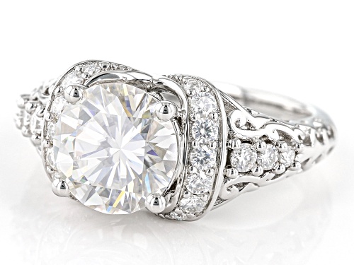 MOISSANITE FIRE(R) 3.20CTW DEW ROUND PLATINEVE(R) RING - Size 7