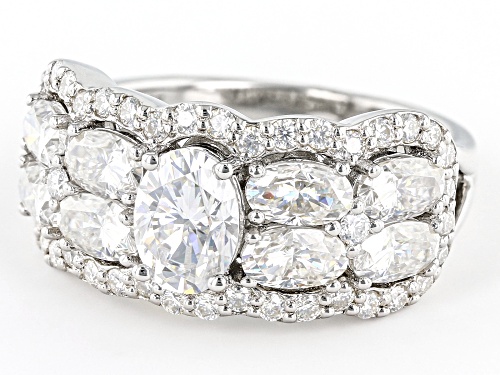 MOISSANITE FIRE(R) 3.42CTW DEW OVAL & ROUND PLATINEVE(R) RING - Size 6