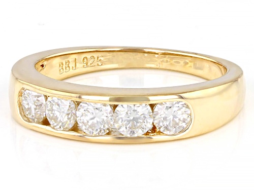 MOISSANITE FIRE(R) .80CTW DEW ROUND 14K YELLOW GOLD OVER SILVER RING - Size 6
