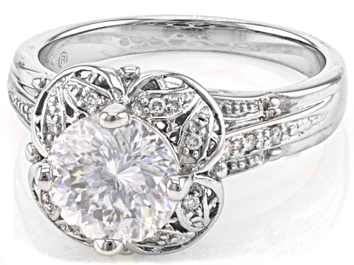 MOISSANITE FIRE(R) 2.34CTW DEW ROUND PORTUGUESE & ROUND BRILLANT CUT PLATINEVE(R) RING - Size 8