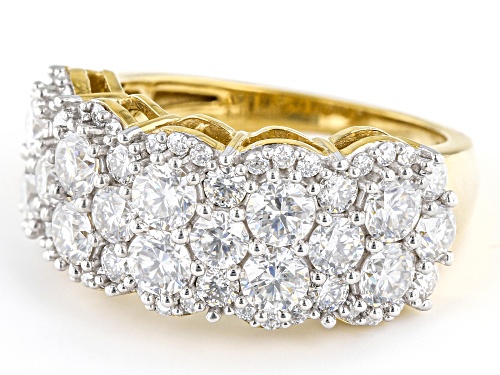 MOISSANITE FIRE(R) 2.98CTW DEW ROUND 14K YELLOW GOLD OVER SILVER RING - Size 9