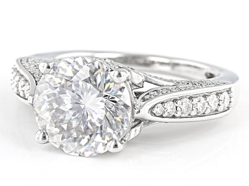 MOISSANITE FIRE(R) 5.89CTW DEW ROUND PORTUGUESE CUT PLATINEVE(R) RING - Size 7