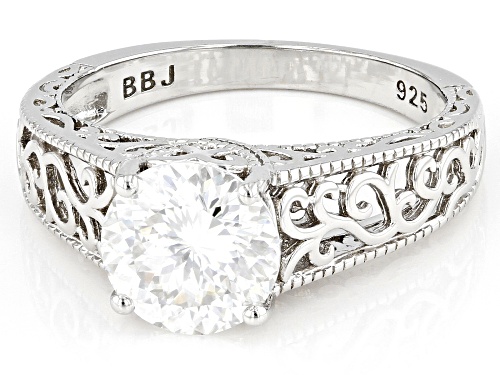 MOISSANITE FIRE(R) 2.10CT DEW ROUND PORTUGUESE CUT PLATINEVE(R) RING - Size 7