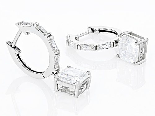 MOISSANITE FIRE(R) 6.64CTW DEW ASSCHER CUT & BAGUETTE PLATINEVE(R) EARRINGS