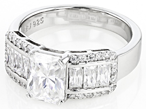 MOISSANITE FIRE(R) 2.64CTW DEW OCTAGONAL RADIANT, BAGUETTE & ROUND PLATINEVE(R) RING - Size 9