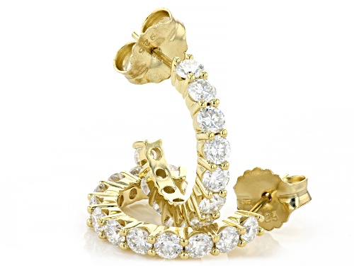 MOISSANITE FIRE® 2.40CTW DEW ROUND 14K YELLOW GOLD OVER SILVER HOOP EARRINGS