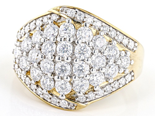 MOISSANITE FIRE(R) 1.76CTW DEW ROUND 14K YELLOW GOLD OVER SILVER RING - Size 10