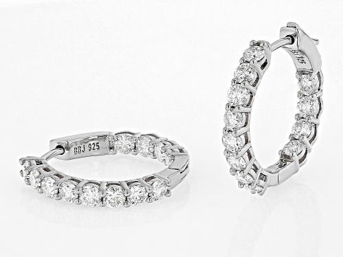 MOISSANITE FIRE(R) 2.40CTW DEW ROUND PLATINEVE(R) INSIDE OUT HOOP EARRINGS