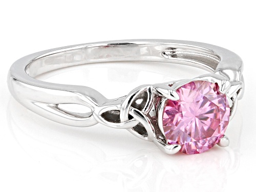 MOISSANITE FIRE(R) PINK 1.00CT DEW ROUND PLATINEVE(R) RING - Size 9