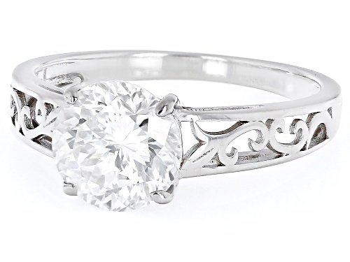 MOISSANITE FIRE(R) 2.17CT DEW ROUND INFERNO CUT(TM) PLATINEVE(R) RING - Size 6