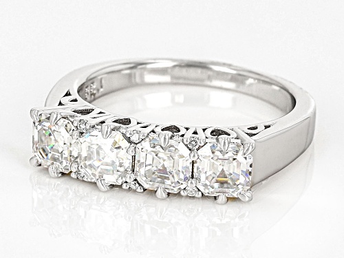 MOISSANITE FIRE(R) 1.66CTW DEW ASSCHER CUT & ROUND BRILLANT PLATINEVE(R) RING - Size 6