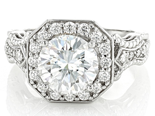 MOISSANITE FIRE(R) 3.30CTW DEW ROUND PLATINEVE(R) RING - Size 8