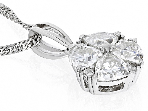 MOISSANITE FIRE(R) 1.68CTW DEW TRILLION CUT & ROUND PLATINEVE(R) PENDANT & 18 INCH SINGAPORE CHAIN