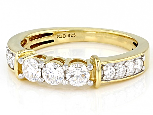MOISSANITE FIRE(R) .72CTW DEW ROUND 14K YELLOW GOLD OVER SILVER RING - Size 7