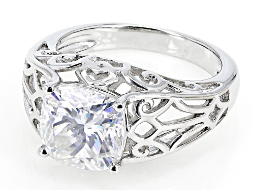 MOISSANITE FIRE(R) 3.30CT DEW SQUARE CUSHION CUT PLATINEVE(R) RING - Size 11