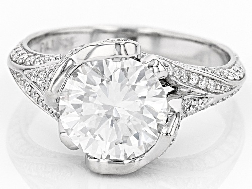 MOISSANITE FIRE(R) 3.60CTW DEW ROUND BRILLIANT PLATINEVE(R) RING - Size 9
