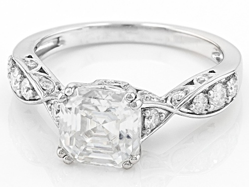 MOISSANITE FIRE(R) 2.88CTW DEW ASSCHER CUT & ROUND PLATINEVE(R) RING - Size 8