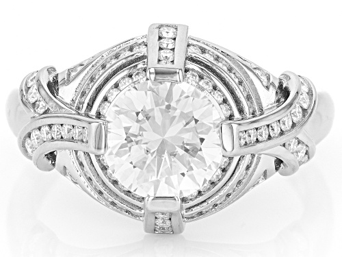 MOISSANITE FIRE(R) 2.80CTW DEW ROUND PLATINEVE(R) RING - Size 9