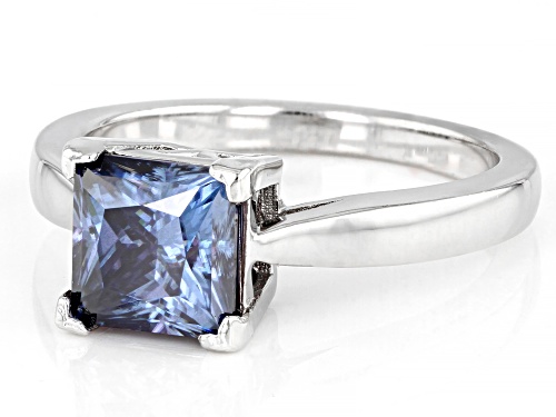 MOISSANITE FIRE(R) BLUE 2.30CT DEW PRINCESS CUT PLATINEVE RING - Size 5