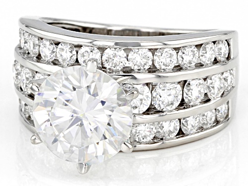 MOISSANITE FIRE(R) 6.14CTW DEW ROUND  PLATINEVE(R) RING - Size 6