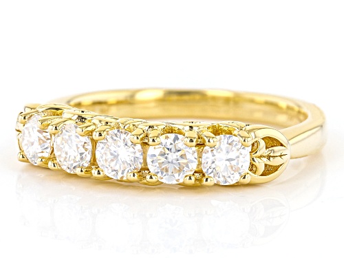 MOISSANITE FIRE® .80CTW DEW ROUND BRILLIANT 14K YELLOW GOLD OVER SILVER RING - Size 8
