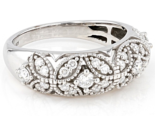 MOISSANITE FIRE(R) .72CTW DEW ROUND PLATINEVE(R) RING - Size 7