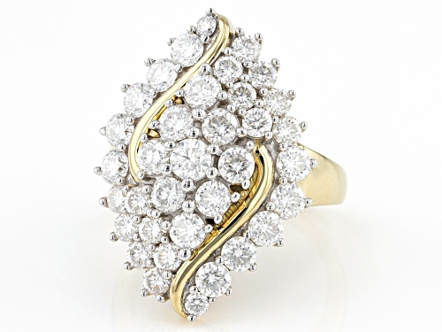 MOISSANITE FIRE(R) 2.86CTW DEW ROUND 14K YELLOW GOLD OVER SILVER - Size 7