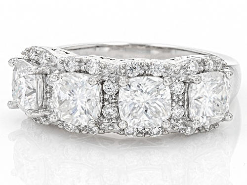 MOISSANITE FIRE(R) 2.92CTW DEW CUSHION CUT & ROUND PLATINEVE(R) RING - Size 11
