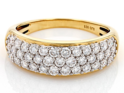 MOISSANITE FIRE® 1.11CTW DEW ROUND 14K YELLOW GOLD OVER SILVER RING - Size 7