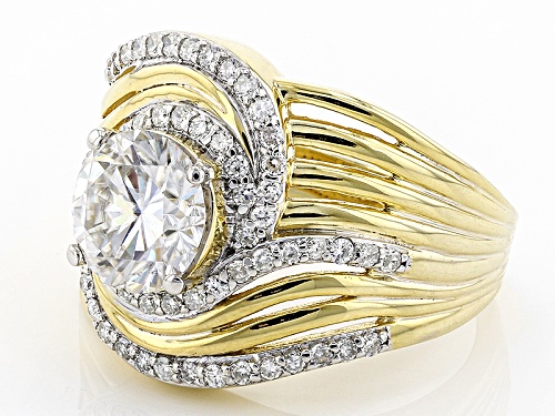 Moissanite Fire® 2.56ctw Dew Round 14k Yellow Gold Over Silver Ring - Size 11