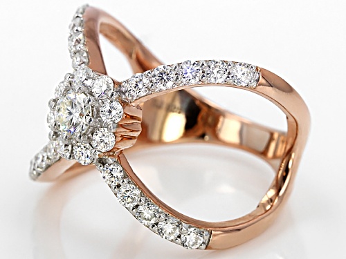 Moissanite Fire® 1.07ctw Dew Round 14k Rose Gold Over Silver Ring - Size 6
