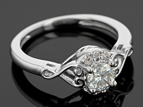 Moissanite Fire® .56ctw Diamond Equivalent Weight Round Platineve™ Ring - Size 6