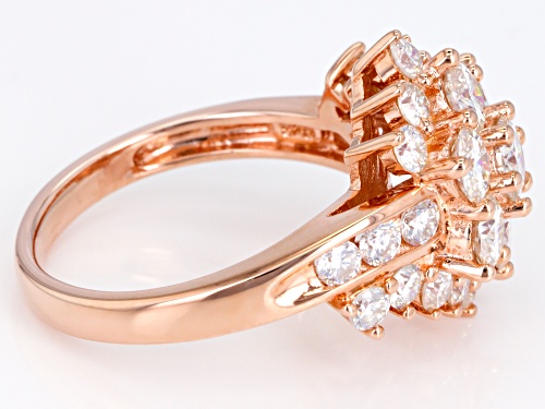 Moissanite Fire® 2.91ctw Dew Round 14k Rose Gold Over Silver Ring - Size 6