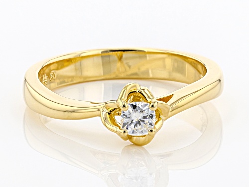 Moissanite Fire® .22ct Dew Cushion Cut 14k Yellow Gold Over Silver Ring - Size 10