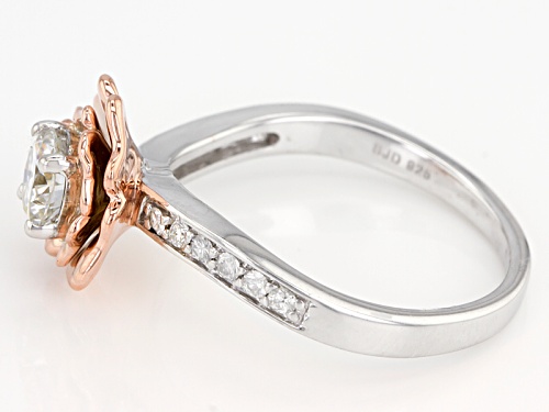Moissanite Fire® .62ctw Dew Platineve™ And 14k Rose Gold Over Platineve Two Tone Ring - Size 6