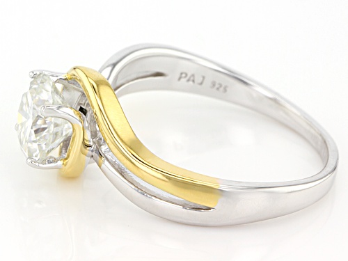 Moissanite Fire® 1.20ct Dew Round Platineve® And 14k Yellow Gold Over Platineve Two Tone Ring - Size 10