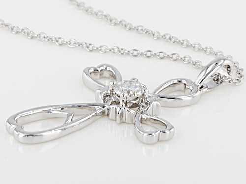 Moissanite Fire® .50ct Diamond Equivalent Weight Round Platineve® Cross Pendant And Cable Chain