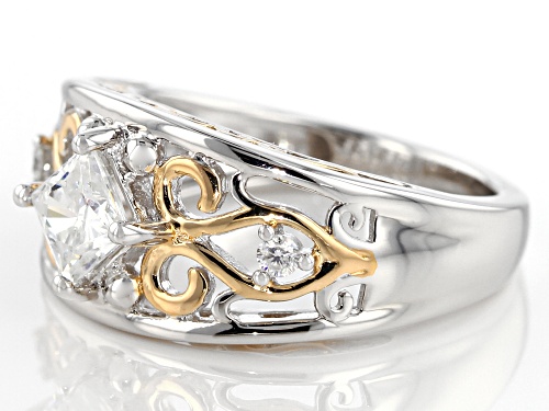 Moissanite Fire® .86ctw Dew Platineve™ And 14k Yellow Gold Over Platineve Two Tone Ring - Size 6